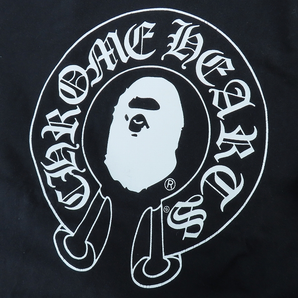 実際に弊社で買取させて頂いた【JPタグ】CHROME HEARTS×A BATHING APE/クロムハーツ×アベイジングエイプ サル顔 スクロールロゴ 半袖Tシャツ/Lの画像 6枚目