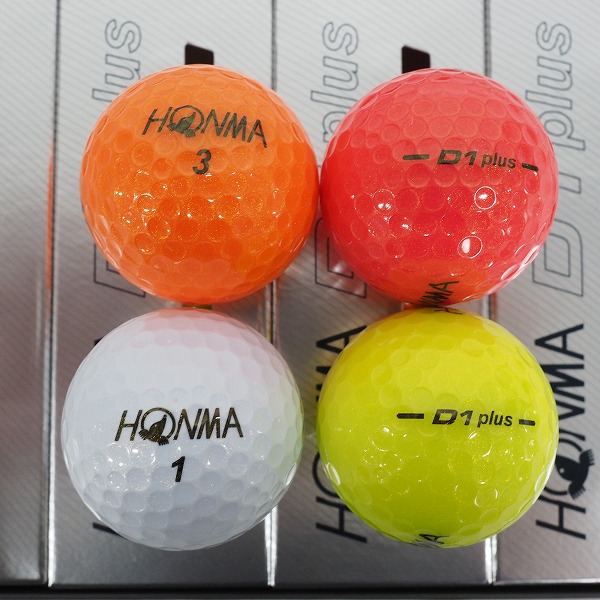 実際に弊社で買取させて頂いた【未使用】HONMA/ホンマ D1 Plus ゴルフボール マルチカラー・レッド  計2ダースの画像 1枚目