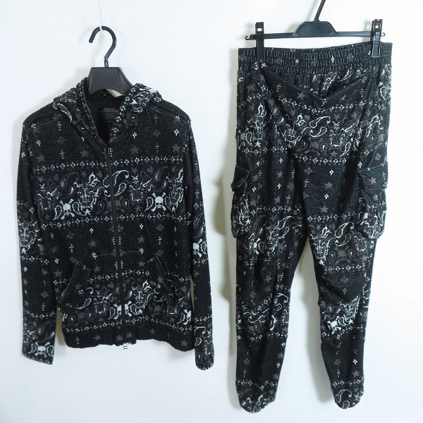 実際に弊社で買取させて頂いたRoen/ロエン 総柄/スカル 猫耳 ジップアップパーカー/パンツ/セットアップ 48/32