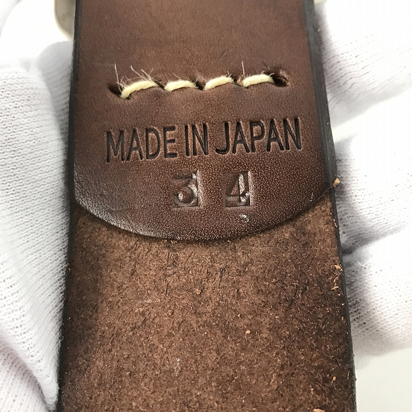 実際に弊社で買取させて頂いたSUGAR CANE/シュガーケーン スタッズ レザーベルト ブラウン/34の画像 4枚目