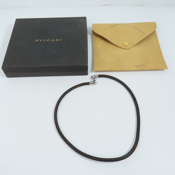 実際に弊社で買取させて頂いたBVLGARI/ブルガリ メタル×レザー チョーカーネックレス ケース付きの画像 6枚目