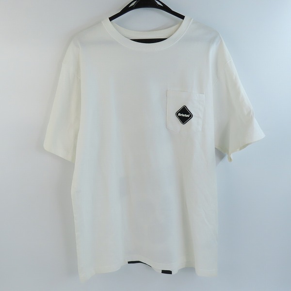 実際に弊社で買取させて頂いたF.C.Real Bristol/F.Cレアルブリストル BIG LOGO POCKET TEE半袖 プリント Tシャツ ホワイト FCRB-202076/XL