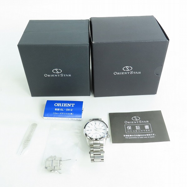 実際に弊社で買取させて頂いたORIENT STAR/オリエントスター パワーリザーブ 自動巻き  裏スケ シルバー WZ0081EL/EL00-C0-Bの画像 7枚目