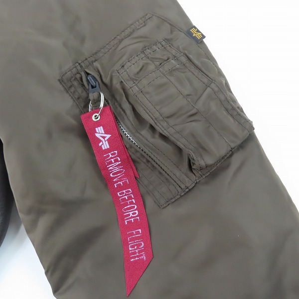 実際に弊社で買取させて頂いた【未使用】ALPHA INDUSTRIES×BREITLING/アルファインダストリーズ×ブライトリング レザー切り替え フライトジャケット/Lの画像 4枚目