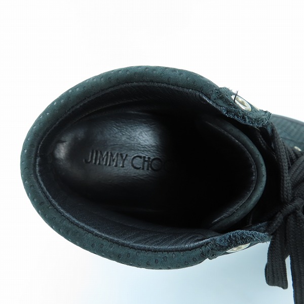 実際に弊社で買取させて頂いたJIMMY CHOO/ジミーチュウ スタースタッズ ハイカットスニーカー ブラック/42の画像 4枚目