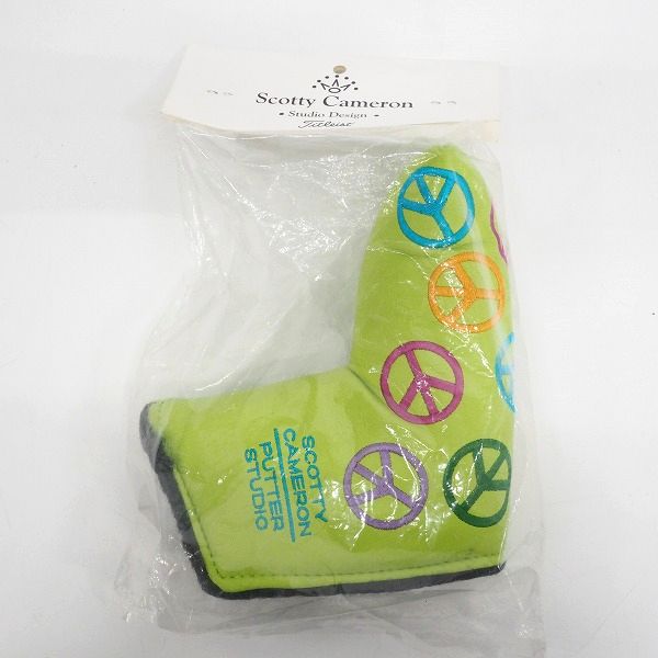 実際に弊社で買取させて頂いた【未開封】SCOTTY CAMERON/スコッティキャメロン Titleist PUTTER STUDIO ピースサイン グリーン パター用ヘッドカバーの画像 1枚目