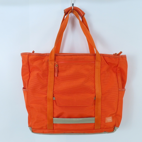 実際に弊社で買取させて頂いたPORTER/ポーター レザー切替 トートバッグ オレンジの画像 0枚目
