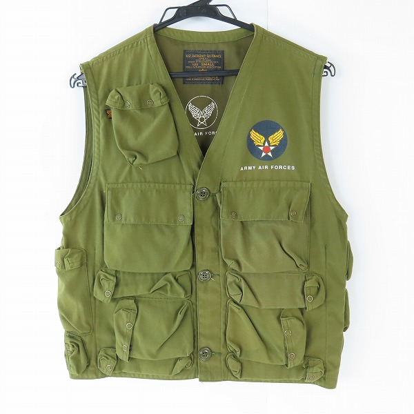 実際に弊社で買取させて頂いたALPHA INDUSTRIES/アルファインダストリーズ VINTAGE VEST ベスト カーキ W33-038-AC 5415/S