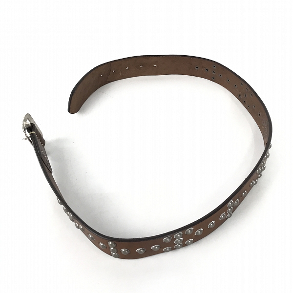 実際に弊社で買取させて頂いたSUGAR CANE/シュガーケーン スタッズ レザーベルト ブラウン/34の画像 9枚目