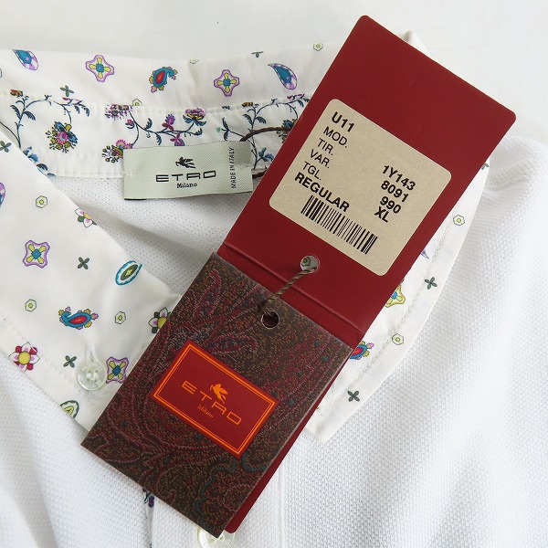 実際に弊社で買取させて頂いた【未使用】ETRO/エトロ 半袖ポロシャツ ホワイト/XLの画像 2枚目