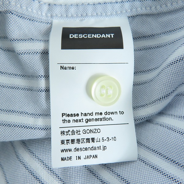 実際に弊社で買取させて頂いたDESCENDANT/ディセンダント ストライプ コットン 半袖シャツ/2の画像 5枚目