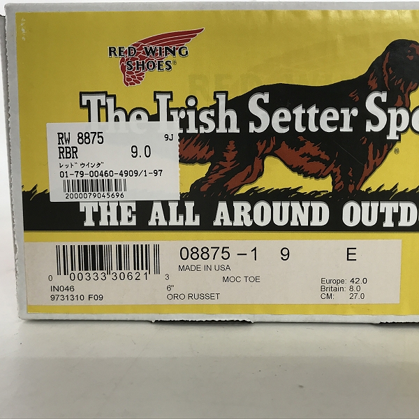 実際に弊社で買取させて頂いたRED WING/レッドウィング 四角犬タグ アイリッシュセッター モックトゥ ブーツ 8875 9Eの画像 9枚目