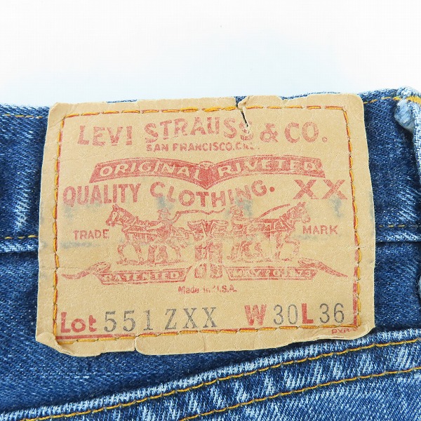 実際に弊社で買取させて頂いたLevi's/リーバイス 551ZXX 復刻 米国製 バレンシア工場 デニムパンツ/551-0006/w30L36の画像 5枚目