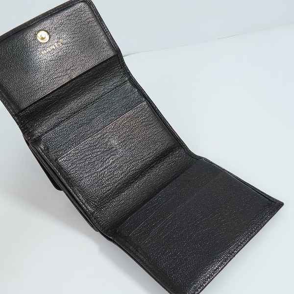 実際に弊社で買取させて頂いた(2)CHANEL/シャネル ココボタン Ｗホック レザー 二つ折り財布 コンパクトウォレット ブラックの画像 3枚目