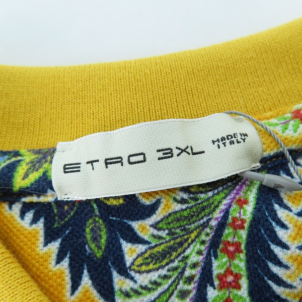 実際に弊社で買取させて頂いた【未使用】ETRO/エトロ 花柄 総柄 ポロシャツ/イエロー/3XLの画像 2枚目