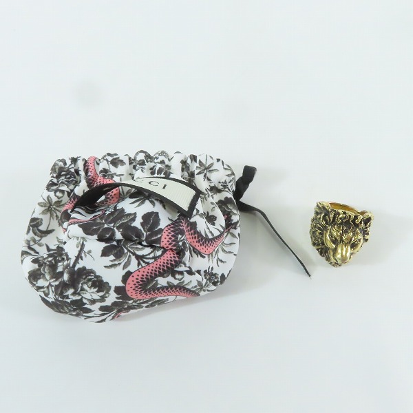 実際に弊社で買取させて頂いたGUCCI/グッチ ライオンヘッド付き メタル リング/指輪 17.5号-18号の画像 7枚目
