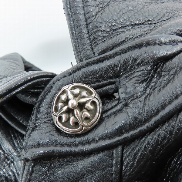 実際に弊社で買取させて頂いた【カスタム】A＆G/エーアンドジー クロスパッチ スカルコンチョ レザージャケット/Lの画像 7枚目