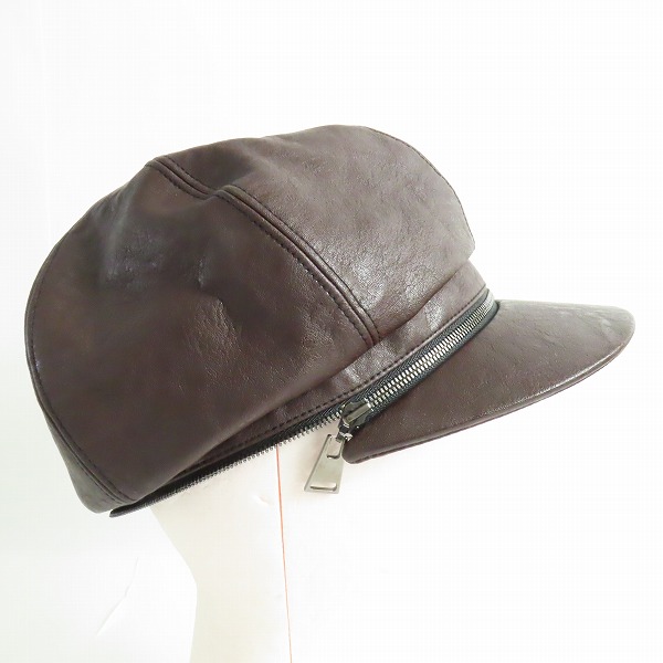 実際に弊社で買取させて頂いたCA4LA/カシラ ジップデザイン キャスケット ブラウン SHK00858の画像 4枚目
