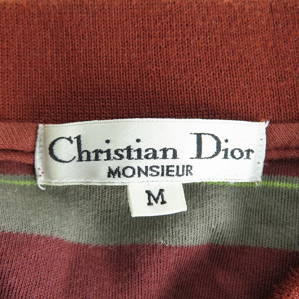 実際に弊社で買取させて頂いたChristian Dior monsieur/クリスチャンディオール ムッシュ ロゴ刺繍 ボーダー柄長袖ポロシャツ Mの画像 2枚目