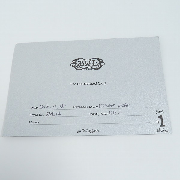 実際に弊社で買取させて頂いた【ギャラ付】BILL WALL LEATHER/BWL/ビルウォールレザー 25TH ANNIVERSARY BAND/25周年リング R404 21.5号の画像 9枚目