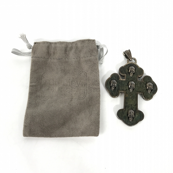 実際に弊社で買取させて頂いたSTANLEY GUESS/スタンリーゲス ウッドインレイド ガンズクロス/スモールスカル ペンダントトップ/ネックレスの画像 8枚目