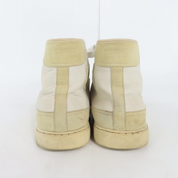 実際に弊社で買取させて頂いたHERMES/エルメス Hモチーフベルト レザーハイカットスニーカー/41の画像 1枚目