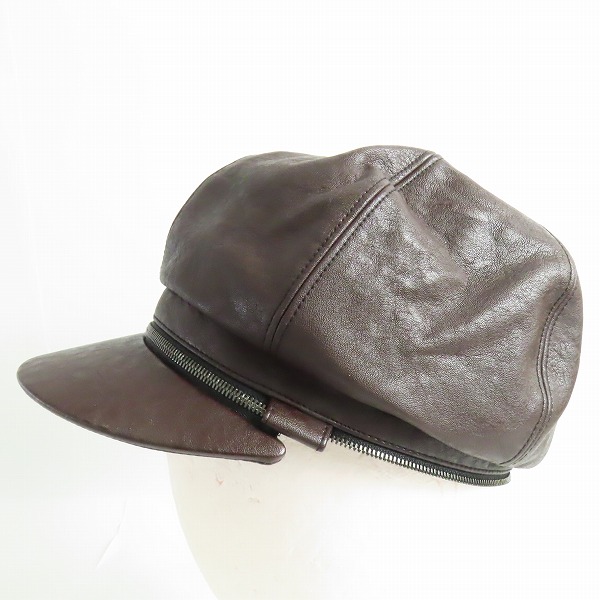 実際に弊社で買取させて頂いたCA4LA/カシラ ジップデザイン キャスケット ブラウン SHK00858の画像 2枚目