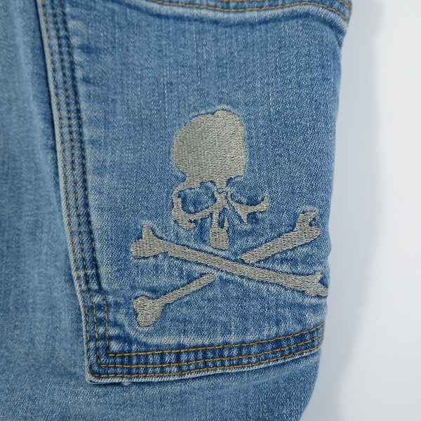 実際に弊社で買取させて頂いたMASTERMIND WORLD/マスターマインド ワールド ロゴ/スカル刺繍 オーバーサイズ デニムシャツ/ジャケット MW21S06-SH001-002/Mの画像 6枚目