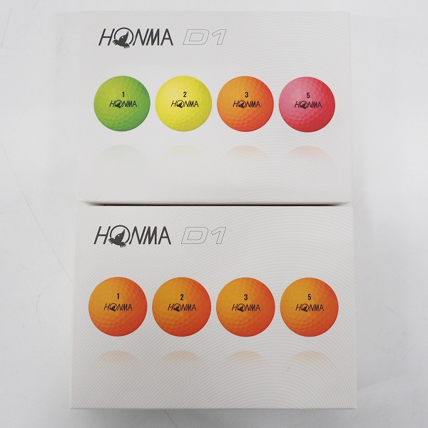 実際に弊社で買取させて頂いた【未使用】HONMA/ホンマ D1 DYNAMIC DISTANCE ゴルフボール オレンジ・イエロー 計 2ダース の画像 3枚目