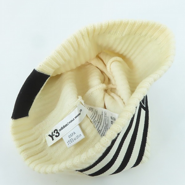実際に弊社で買取させて頂いたY-3/ワイスリー Yohji Yamamoto×adidas/ヨウジヤマモト×アディダス 3STRIPE BEANIE/3ストライプ ビーニー/ニット帽 FI7452の画像 3枚目