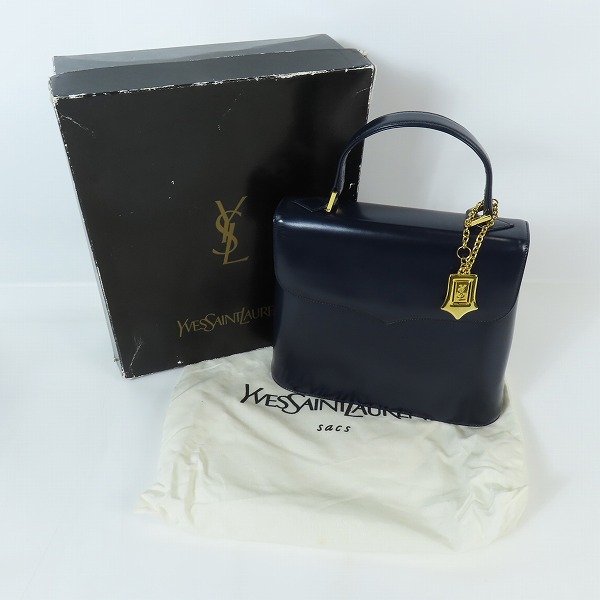 実際に弊社で買取させて頂いたYves Saint Laurent/イブサンローラン YSL ロゴチャーム付 レザー ハンドバッグの画像 7枚目