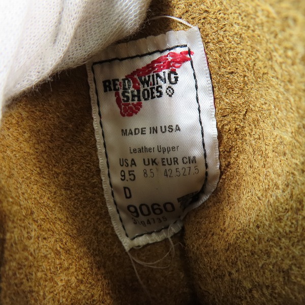 実際に弊社で買取させて頂いたREDWING/レッドウィング BECKMAN BOOTS FLAT BOX ベックマンブーツ フラットボックス 9060/9.5Dの画像 5枚目