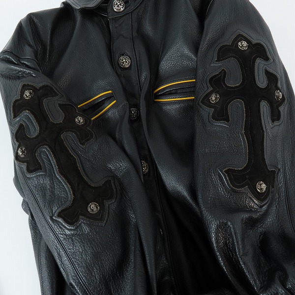 実際に弊社で買取させて頂いた【カスタム】A＆G/エーアンドジー クロスパッチ スカルコンチョ レザージャケット/Lの画像 8枚目