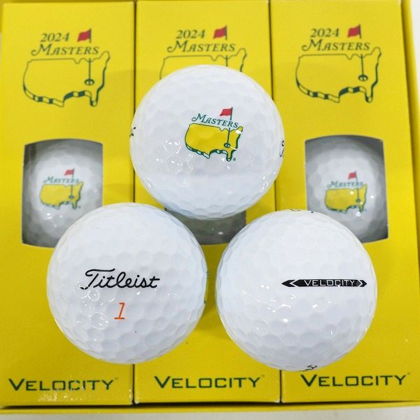 実際に弊社で買取させて頂いた【未使用/オウンネーム】Titleist/タイトリスト VELOCITY/ベロシティ 2024 MASTERS ゴルフボール ホワイト 1ダースの画像 1枚目