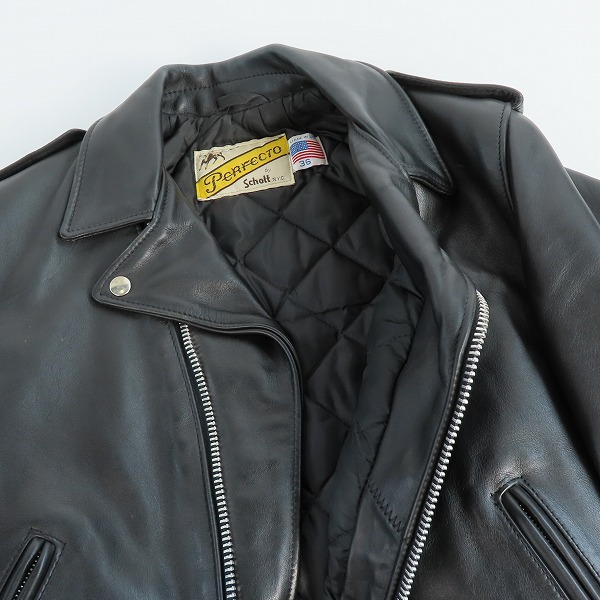 実際に弊社で買取させて頂いたPERFECTO by Schott/パーフェクト バイ ショット ワンスター ダブルライダースジャケット ブラック 36の画像 4枚目