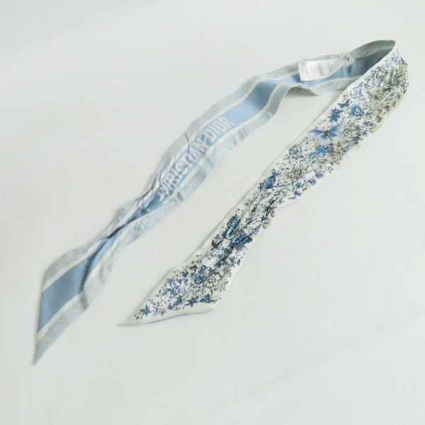 実際に弊社で買取させて頂いたDior/ディオール ミッツァ シルクツイル バンドースカーフ 花柄 フラワー ブルー 41FAW106I626 の画像 3枚目