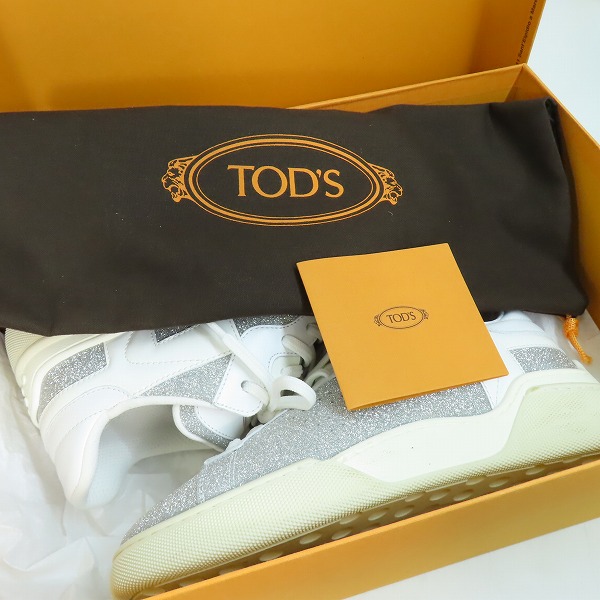 実際に弊社で買取させて頂いたTOD'S/トッズ レザー スニーカー グリッター加工/XXW31C0CU20OJL0906/36の画像 7枚目