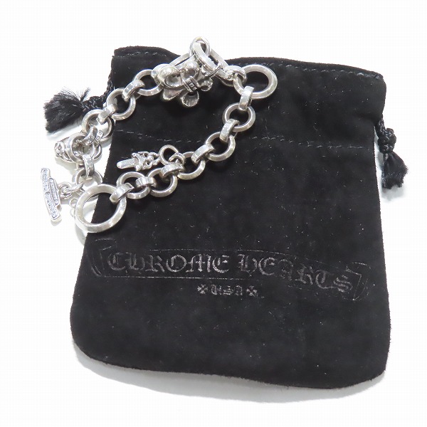 実際に弊社で買取させて頂いたCHROME HEARTS/クロムハーツ Oリング ブレスレットｗ/BSフレアチャームｗ/2スタックチャーム ダガー＆ハートの画像 9枚目
