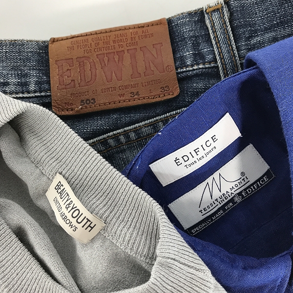 実際に弊社で買取させて頂いた【おまとめ】ユナイテッドアローズ/エディフィス/エドウィン 等 サマーニット/シャツ/デニム 他