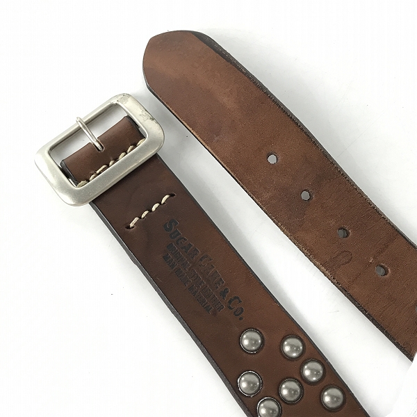実際に弊社で買取させて頂いたSUGAR CANE/シュガーケーン スタッズ レザーベルト ブラウン/34の画像 1枚目