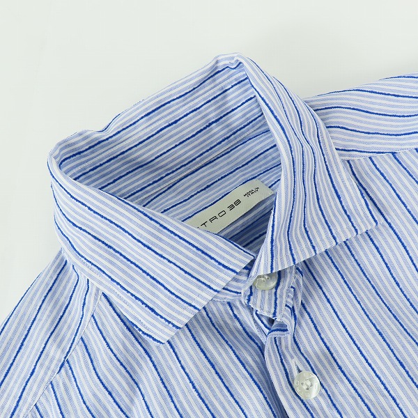 実際に弊社で買取させて頂いた【JPタグ】ETRO/エトロ 刺繍ライン ストライプ柄長袖シャツ ブルー系 38の画像 5枚目