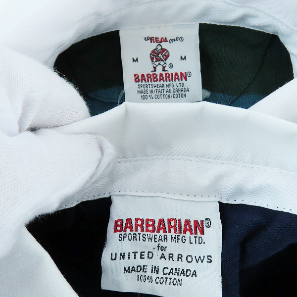 実際に弊社で買取させて頂いた【未使用】BARBARIAN/バーバリアン ボーダー柄 ラガーシャツ 半袖/長袖 2点セットの画像 2枚目