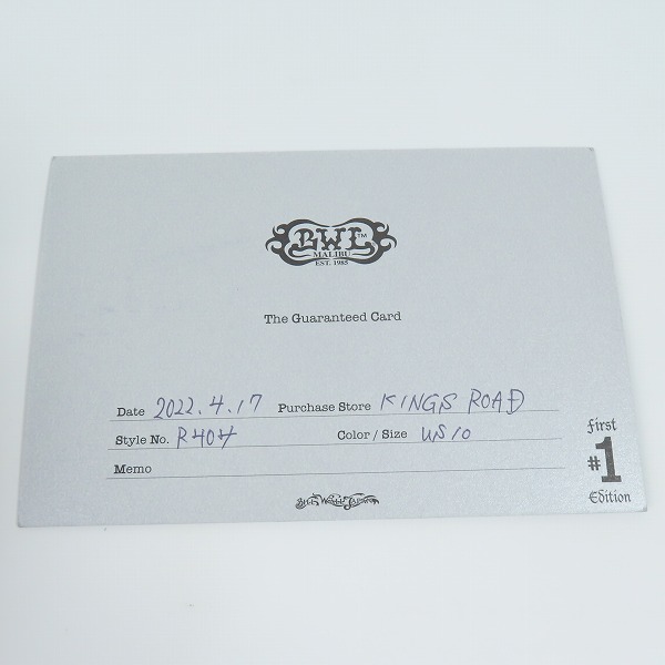 実際に弊社で買取させて頂いた【ギャラ付】BILL WALL LEATHER/BWL/ビルウォールレザー 25TH ANNIVERSARY BAND/25周年リング R404  14号の画像 9枚目