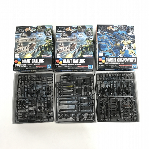 実際に弊社で買取させて頂いた【おまとめ/手付含む】バンダイ HG 1/144 フェイクニューウェポンズ/ジャイアントガトリング/パワードアームズパワーダーの画像 1枚目