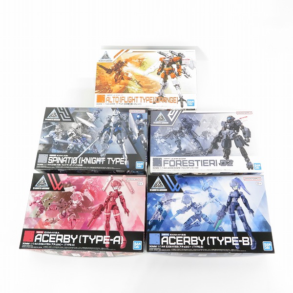 実際に弊社で買取させて頂いた【未組立】バンダイスピリッツ 30MM 1/144 スピナティオ ナイト仕様/アチェルビー TYPE-A,B 他 5点セット/プラモデル