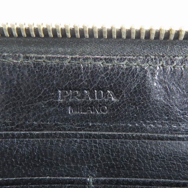 実際に弊社で買取させて頂いた【難有り】PRADA/プラダ MADRAS マドラス 編込みレザー L字ファスナー 長財布/1M0506の画像 5枚目