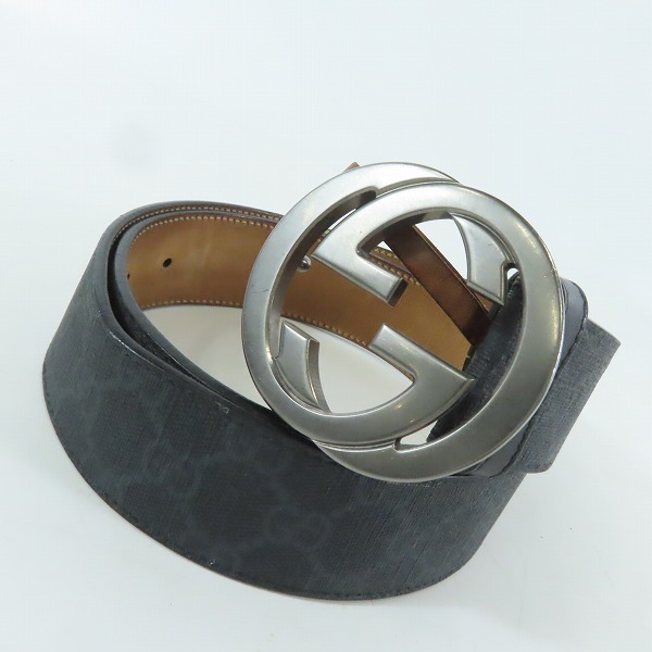 実際に弊社で買取させて頂いたGUCCI/グッチ GGスプリームキャンバス インターロッキングG バックル ベルト 411924