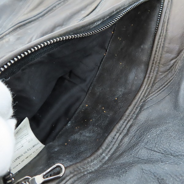 実際に弊社で買取させて頂いた【難有り】JULIUS/ユリウス 仔羊皮 RAM SKIN/LEATHER ミリタリー ジップ ライダース ジャケット/1の画像 8枚目