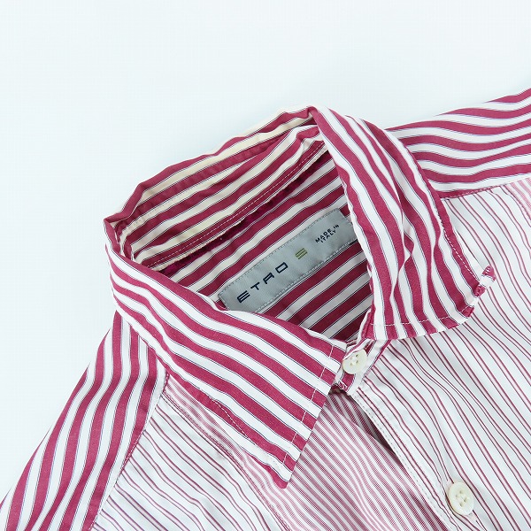実際に弊社で買取させて頂いた【JPタグ】ETRO/エトロ マルチストライプ柄 パッチワーク 長袖シャツ Sの画像 5枚目