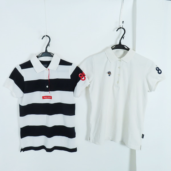 実際に弊社で買取させて頂いたPEARLYGATES/パーリーゲイツ ボーダー/ラインフレンズ レディース 半袖ポロシャツ 2点セット